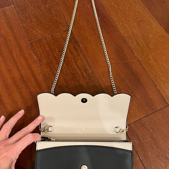 NWT Kate Spade Black Scallop Leather Wallet on Chain - Picture 9 of 11